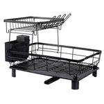 2 Tier Dish Drying Rack Black 360° Drain | HomeAndLiving