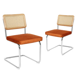 Functional 2xRattan Chair Dining Chairs Orange  Soft Cushion