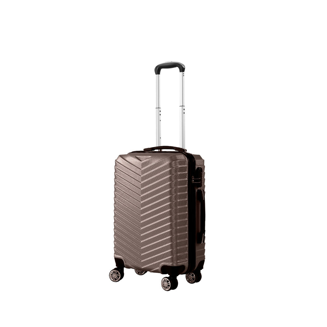 Slimbridge 20" Carry On Travel Luggage Coffee 20 inch 56x36x26cm, side view