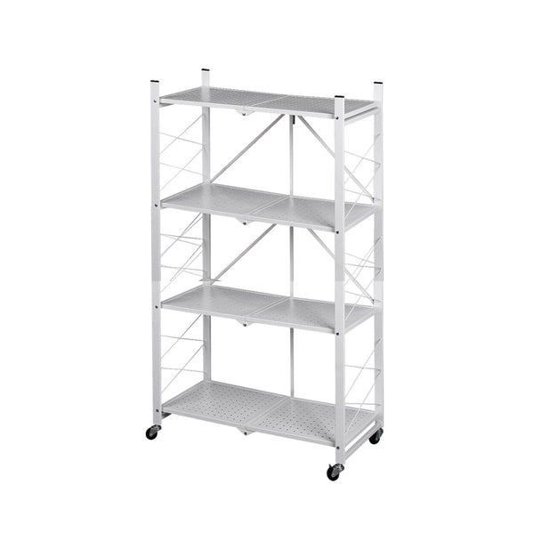  Foldable Storage Shelf Display White 4 Tiers