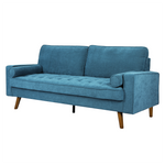 Stylish Fabric Sofa Armchair 3 Seater Couch Blue 191cm Wide