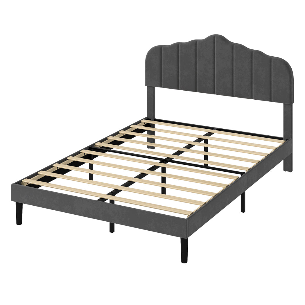 Upholstered Double Bed Frame Grey 193.5x140x103cm