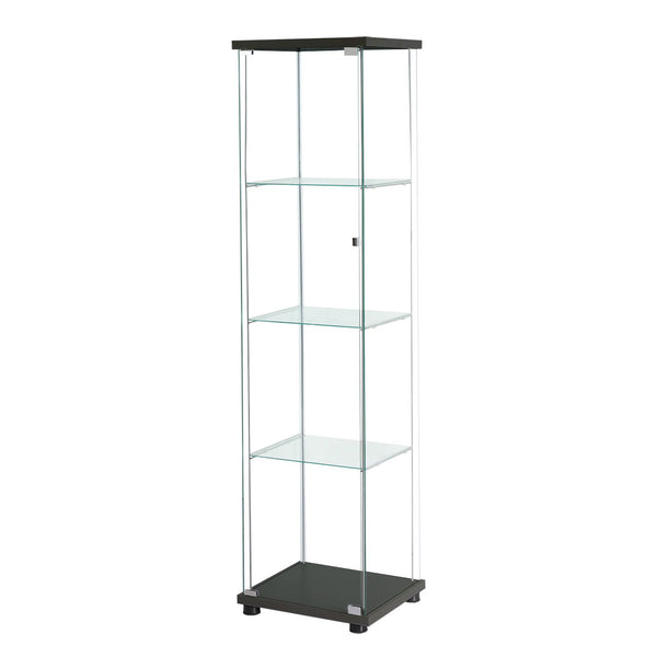  Contemporary Display Storage Cabinet Glass Black  High Back Support
