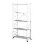 Foldable Storage Shelf Display White 5 Tiers