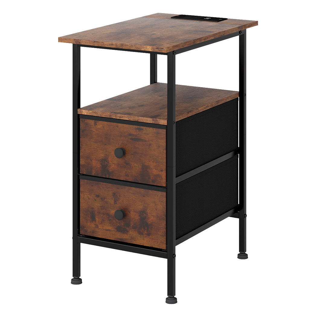 Bedside Table 2 Drawer Brown 48x30x60cm