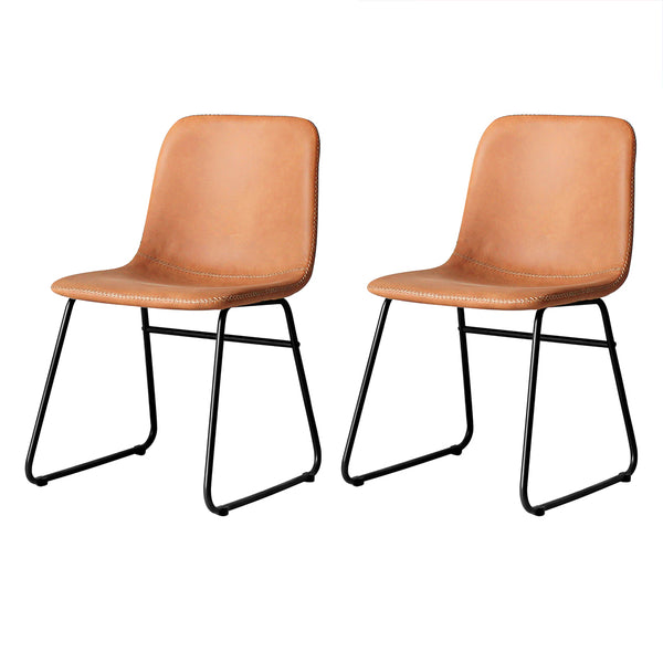  Ergonomic 2x Dining Chairs Kitchen Table Brown  Foldable Function