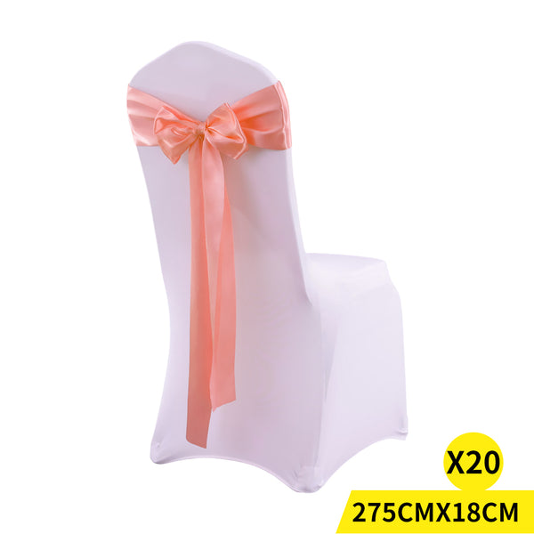  20x Satin Fabric Chair Sashes Cloth Coral