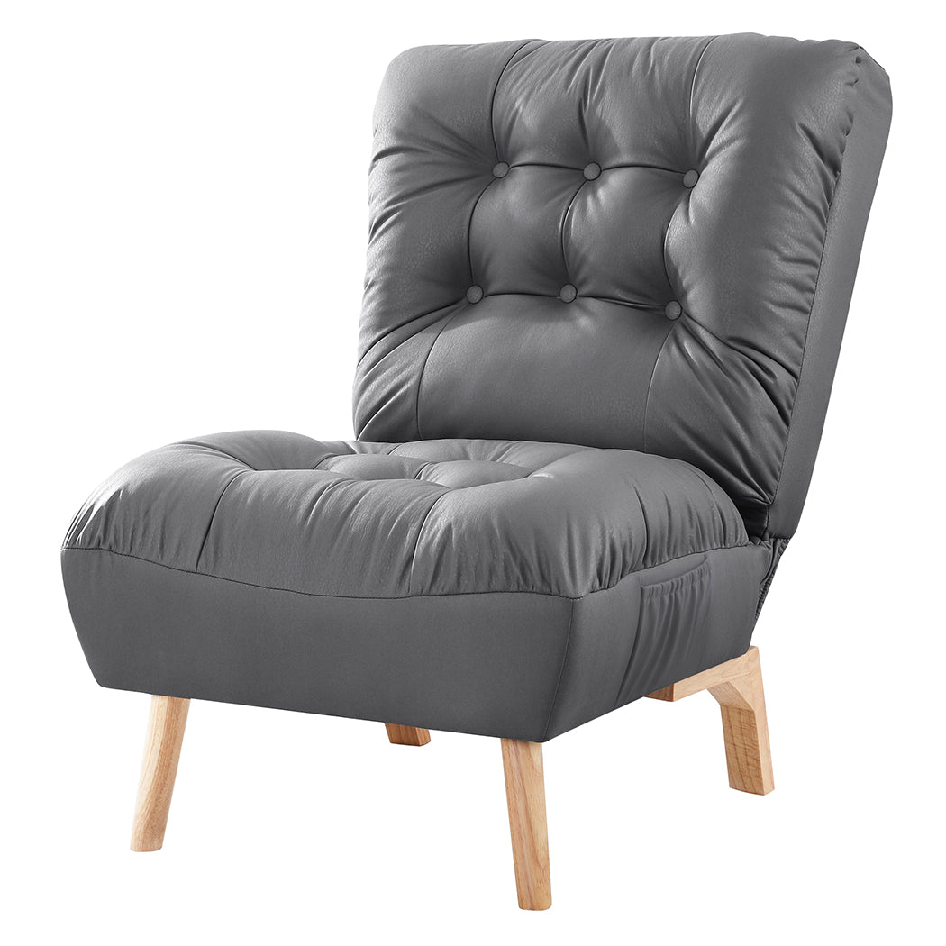 Premium Accent Chair Sofa Recliner Adjustable Grey  Space-Saving