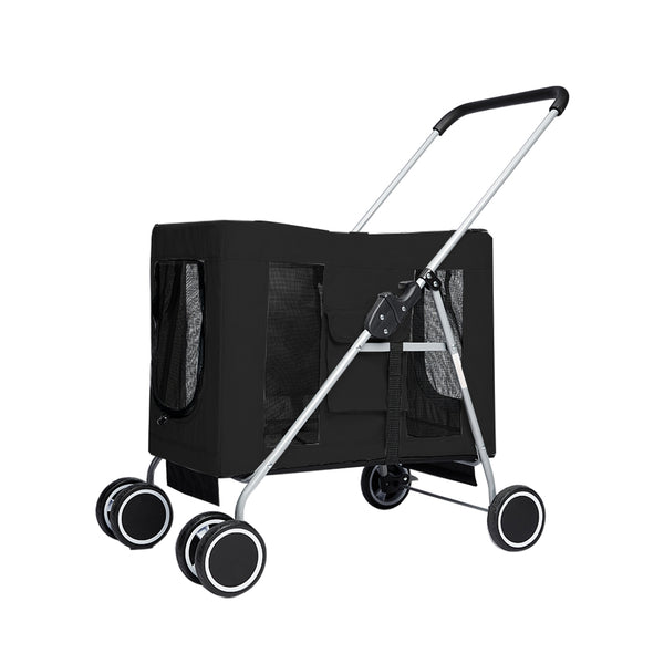  Pet Stroller Dog Cat Cage Carrier Black