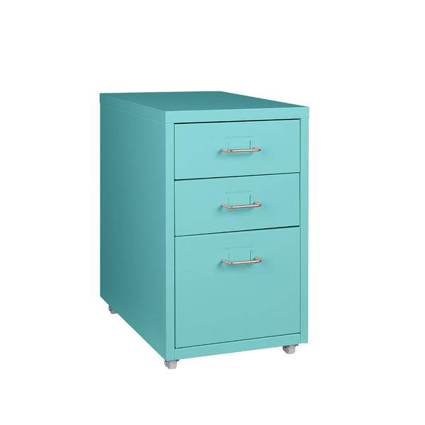  3 Drawer Office Drawers Cabinet Turquoise