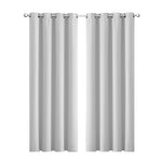 2x Blockout Curtains Panels 3 Layers Grey-Durable