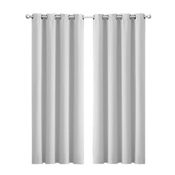2x Blockout Curtains Panels 3 Layers Grey-Durable