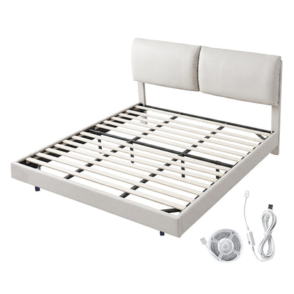 Floating Bed Frame With RGB Light 220x187x96cm