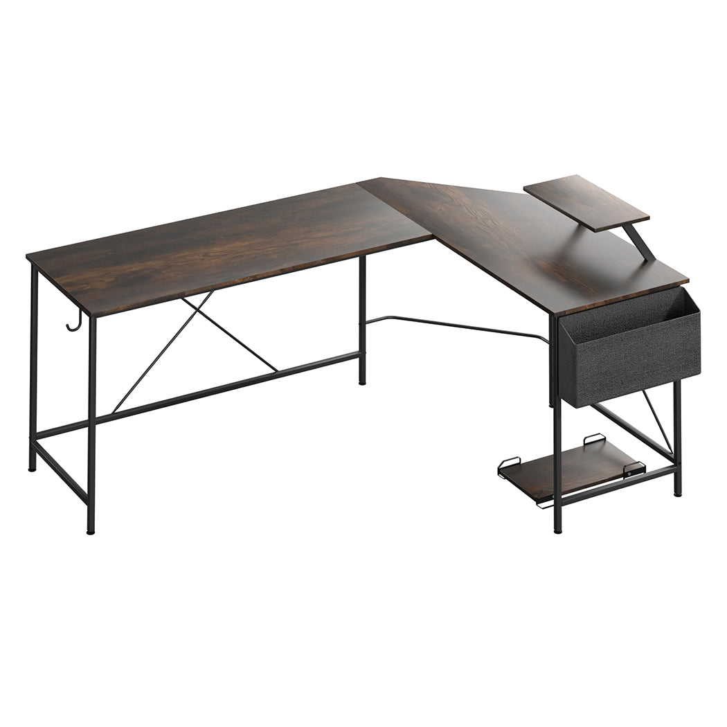 Contemporary Computer Desk Corner Desk Brown  Scandi Inspired Design