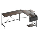 Contemporary Computer Desk Corner Desk Brown  Scandi Inspired Design