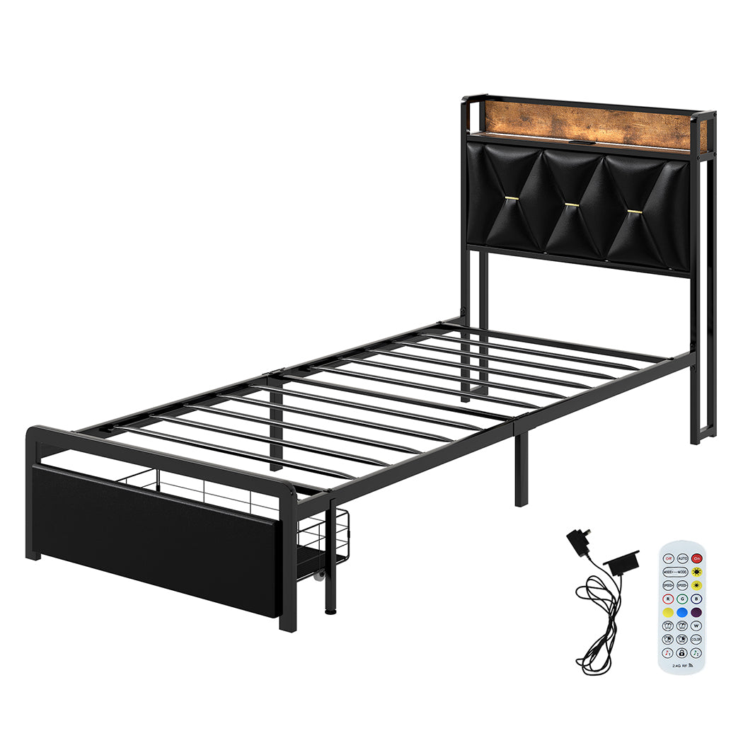 Black bed frame 83x38x23.5cm, side view