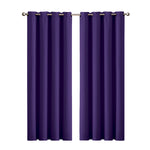 2x Blockout Curtains Panels 3 Layers Purple