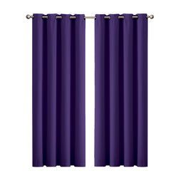 2x Blockout Curtains Panels 3 Layers Purple