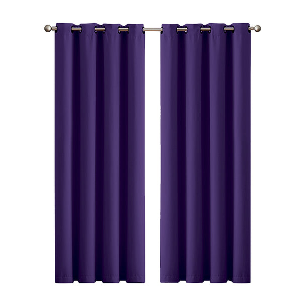  2x Blockout Curtains Panels 3 Layers Purple