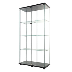 Cozy 164cm Glass Display Cabinet 2 Doors  Wood Finish Classic