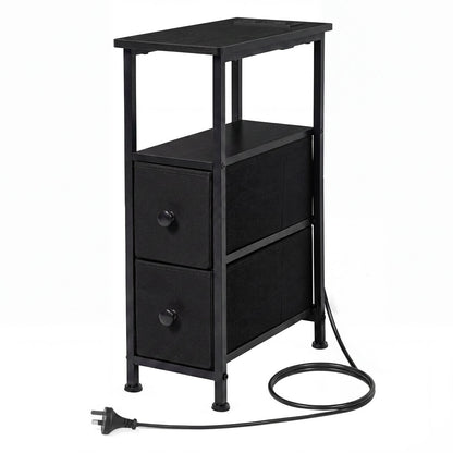 Narrow Bedside Table With Led Charging 20x40x59cm
