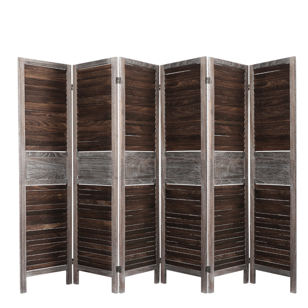 Room Divider 6 Panel Folding Brown