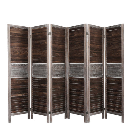 Room Divider 6 Panel Folding Brown