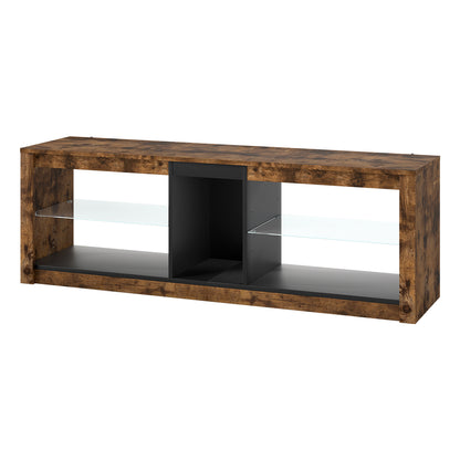 Tv Stand Glass Cabinet Oak 140x35x47cm