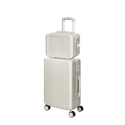 White/Black/Rose Gold Lightweight Travel Trolley Set (14"+20")