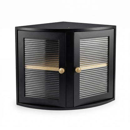 Toque Corner Bread Box 2 Tier Bamboo Bread Bin Kitchen Countertop Storage Black