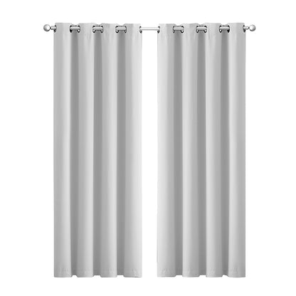Grey 2x Blockout Curtains Panels 3 Layers