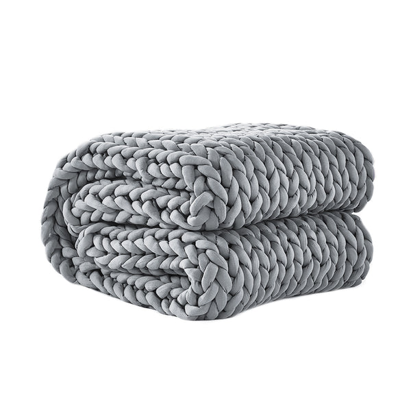  Compact Knitted Weighted Blanket Chunky Grey Kids  Scandi Inspired