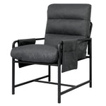 Functional Metal Framed Lounge Chair Linen in Dark Grey  Scandi