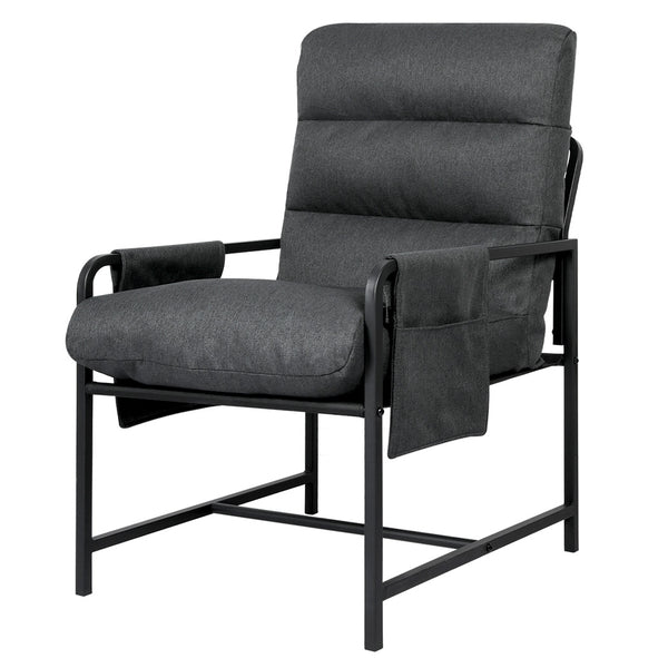  Functional Metal Framed Lounge Chair Linen in Dark Grey  Scandi
