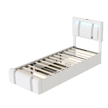 White bed frame 201x95x112cm, side view