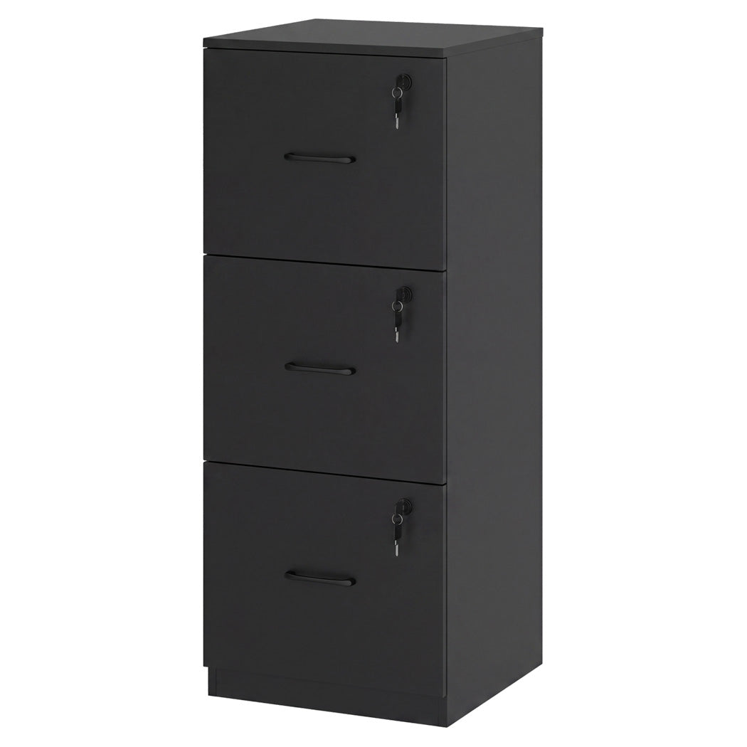 Levede File Cabinet 3 Lockable Drawers Modern Document Organiser Home Office