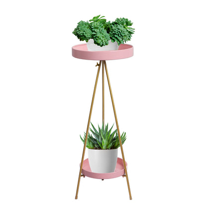 Plant Stand 2 Tiers Outdoor Indoor Pink Gold Large