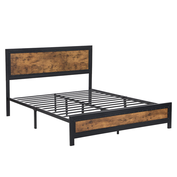  Wooden Rivets and Storage Drawers Double/Queen Metal Bed Frame