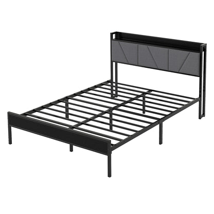 Queen Bed Frame Grey Steel Base 204x153cm