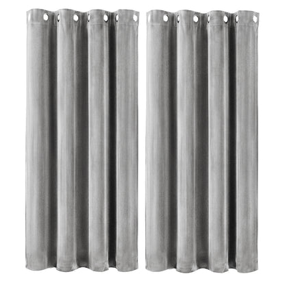 Marlow Velvet Blackout Curtains 2-Panel Room Darkening Eyelet Curtains Grey