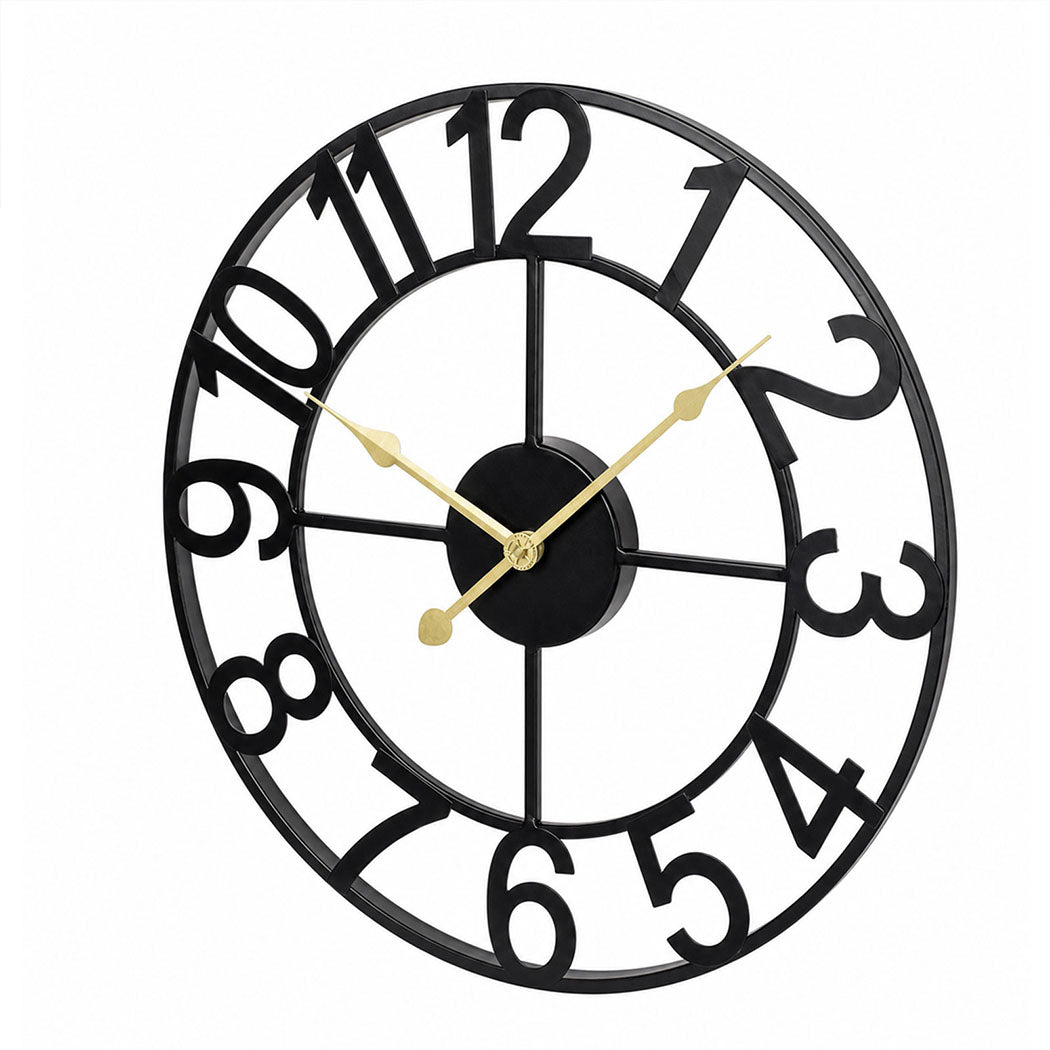 Silent Wall Clock Large Face Black 40x40x1.8cm