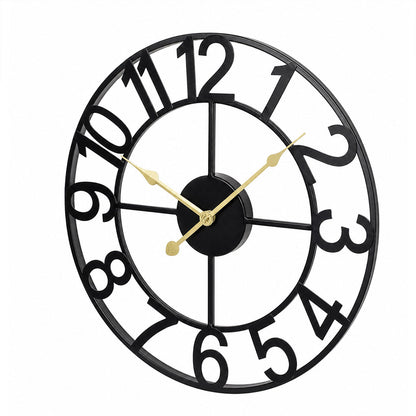 Silent Wall Clock Large Face Black 40x40x1.8cm