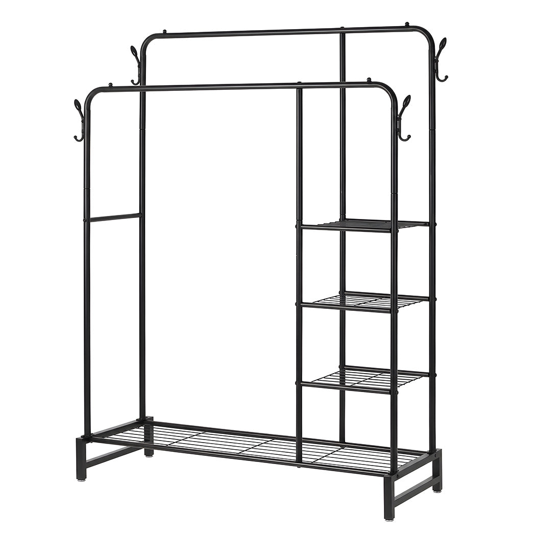 Double Rail Clothes Rack Black 122x42x160cm
