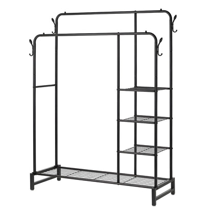 Double Rail Clothes Rack Black 122x42x160cm