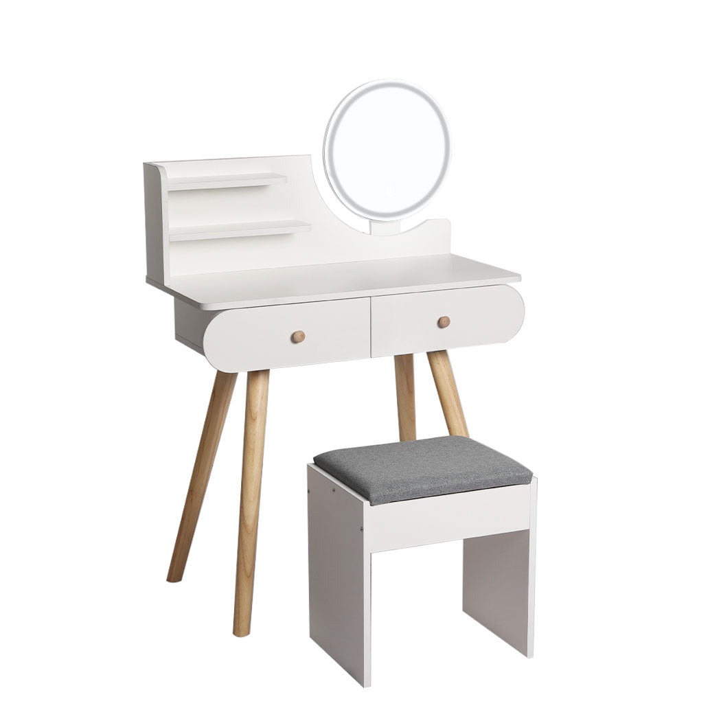 Luxury Dressing Table Stool LED Mirror  Foldable Function Classic
