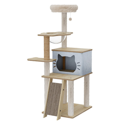 Cat Tree Tower Scratcher Beige 50x40x120cm