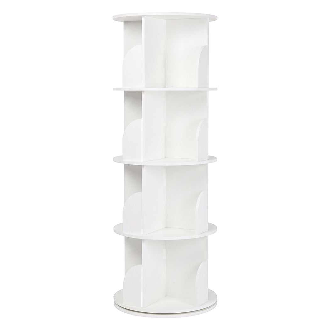 Rotating Bookshelf 4 Tier White 46x46x127cm