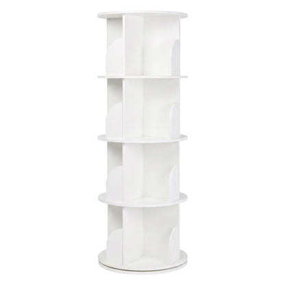 Rotating Bookshelf 4 Tier White 46x46x127cm