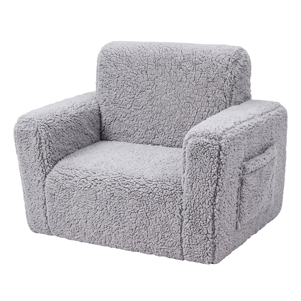 Kids Sofa Fold Out Couch Grey 59.5x43.2x43.2cm