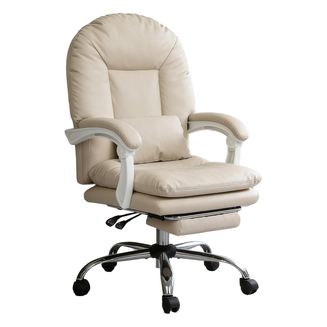 Executive Office Chair Beige Leather